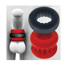 A pair of red and black silicon rings from the Oxballs Ultracore Core Ballstretcher With Axis Ring