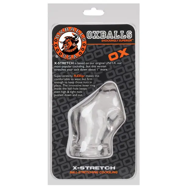 OxBalls Unit-X Stretch Clear Cocksling - Male Genital Enhancement Device in Retail Packaging