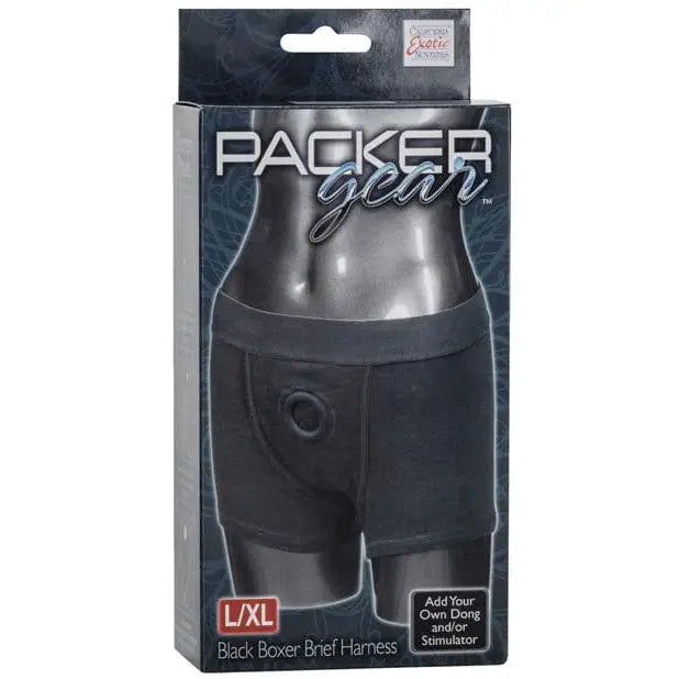 Packer Gear Boxer Brief Harness with Front Opening by CalExotics in Retail Packaging