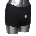 Packer Gear Boxer Brief Harness by CalExotics featuring black shorts with a side cutout