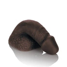 Chocolate-colored Packer Gear Silicone Packing Penis by CalExotics resembling a wrinkled slug