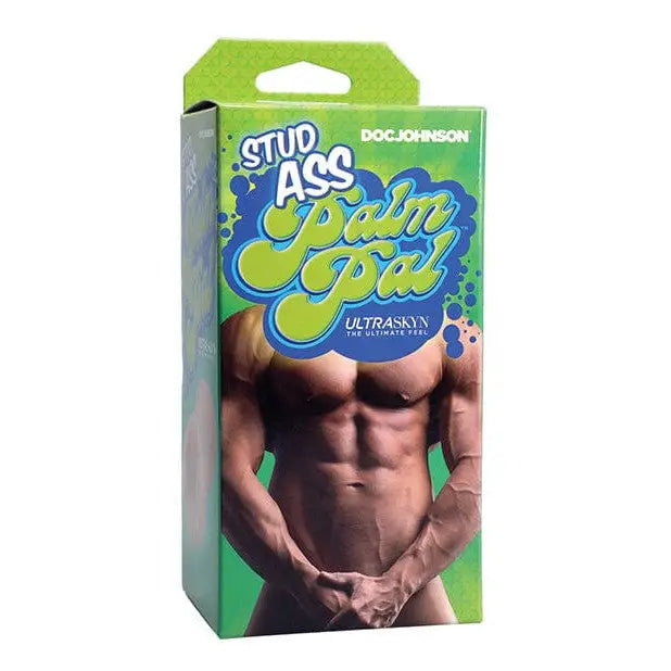 Palm Pal Stud Ass Ultraskyn Stroker packaging with muscular male torso and suggestive name