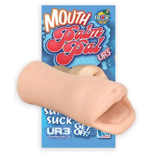 Palm Pal Ur3 Mouth: Lifelike flesh-colored novelty toy shaped like an open human mouth