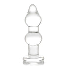 Param Glass Anal Plug: Clear glass, bulbous shape, flared base for safe and pleasurable use