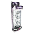 Clear glass anal plug in packaging labeled ’PRISMS’, from the Param Glass Anal Plug product range