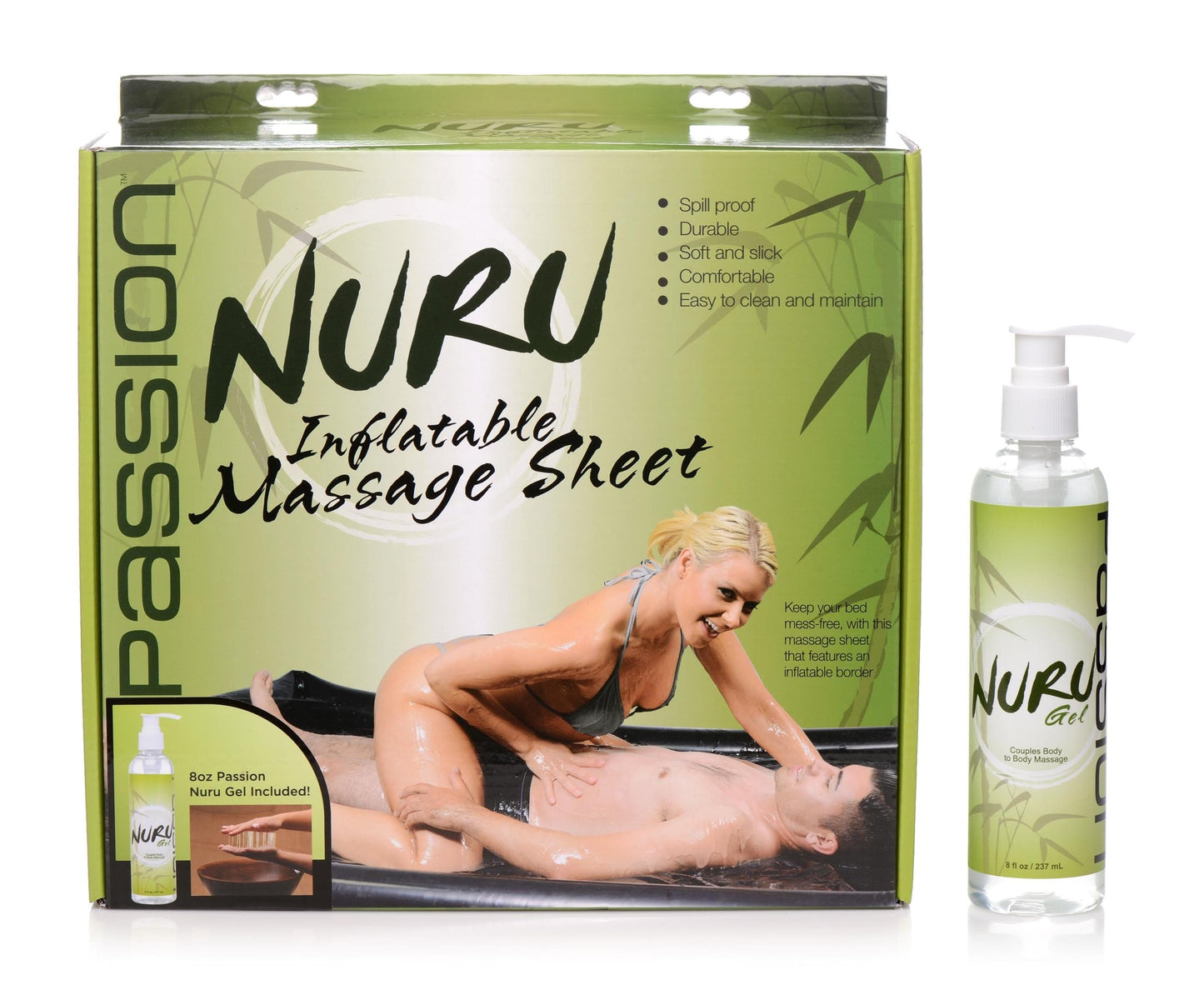 Passion Lubricants Waterproof Sheet Black Passion Lubricants Nuru Inflatable Massage Sheet and Gel Kit at the Haus of Shag