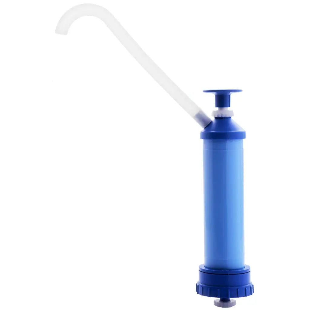 Blue plastic water filter with white handle for Passion Natural Water-based Lubricant drum