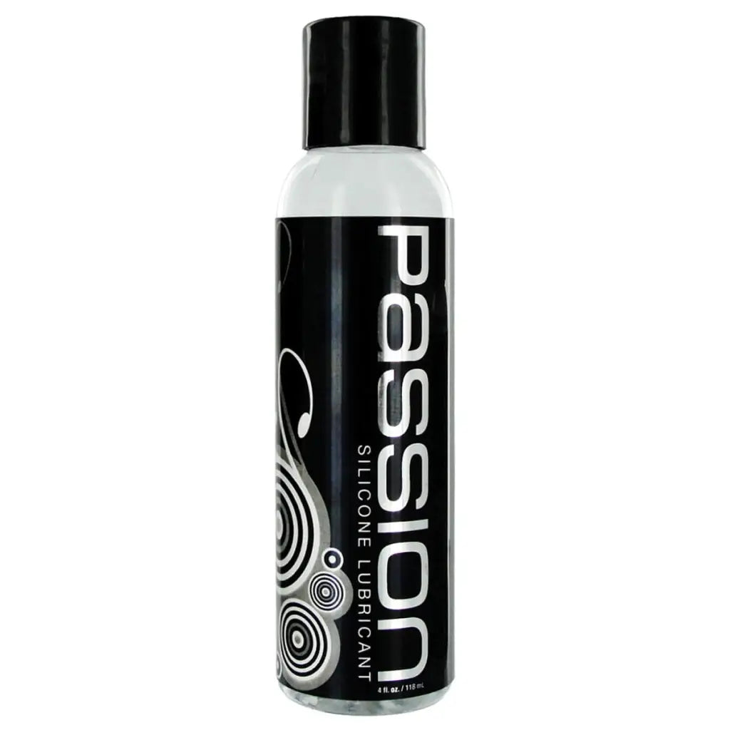 Passion Premium Silicone Lubricant - Bottle with sleek black and white design