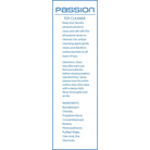 Blue and white ’Passion Toy Cleaner’ poster for effective toy cleaning solutions