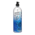 Passion Water Based Lubricant in a clear bottle with blue liquid and pump dispenser