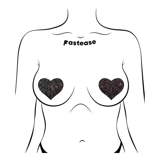 Pastease All Sparkle Heart - Black O/s - Pasties