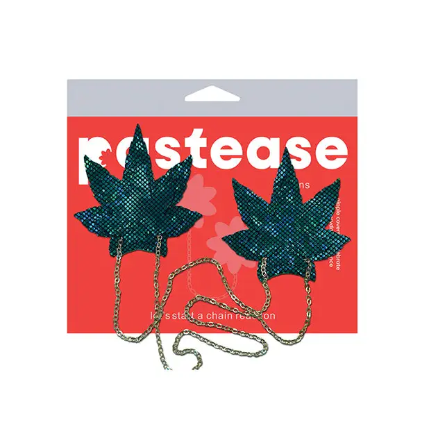 Pastease Chains Disco Weed Leaf - Green O/s - Pasties