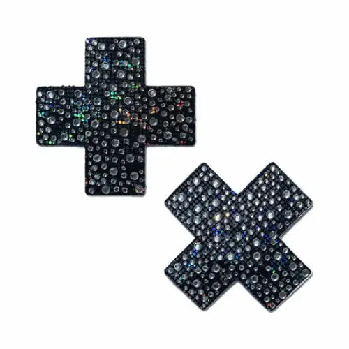 Pastease Crystal Sparkling Crosses Pasties Black - Pasties