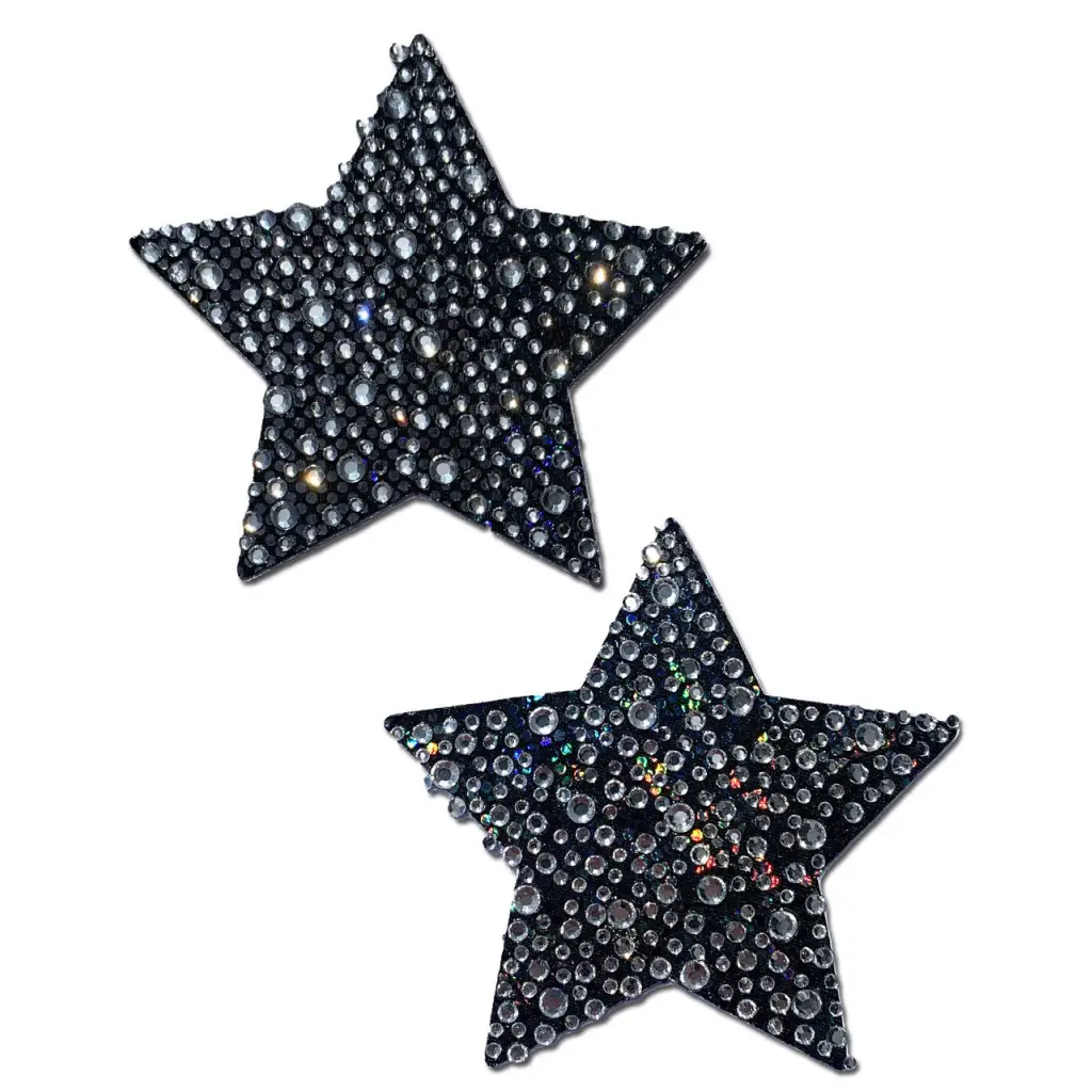 Pastease Crystal Sparkling Star Pasties Silver - Black - Pasties