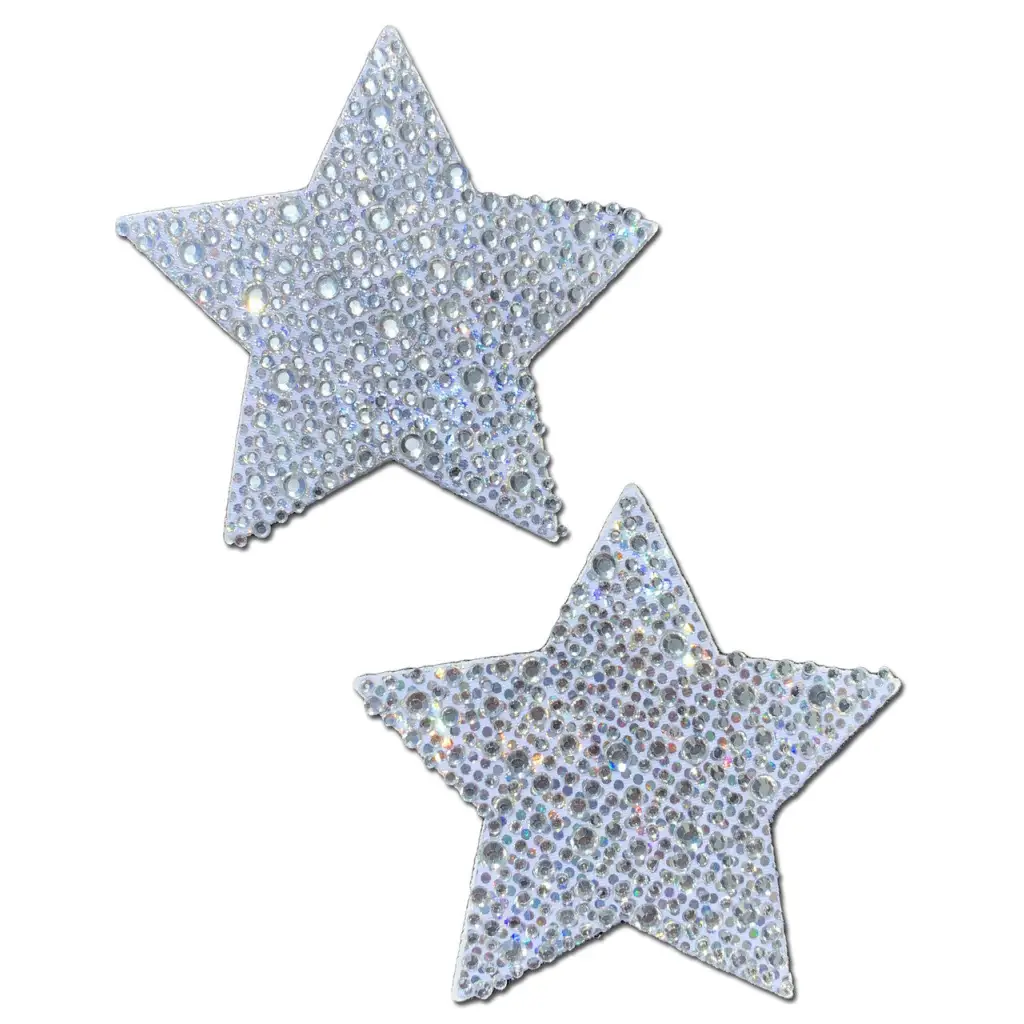 Pastease Crystal Sparkling Star Pasties Silver - Silver - Pasties