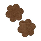 Pastease Daisy: Suede flower nipple pasties, brown, textured, flower-shaped patches