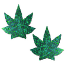 Crystal green weed glitter leaf nipple pasties by Pastease Indica Pot Leaf