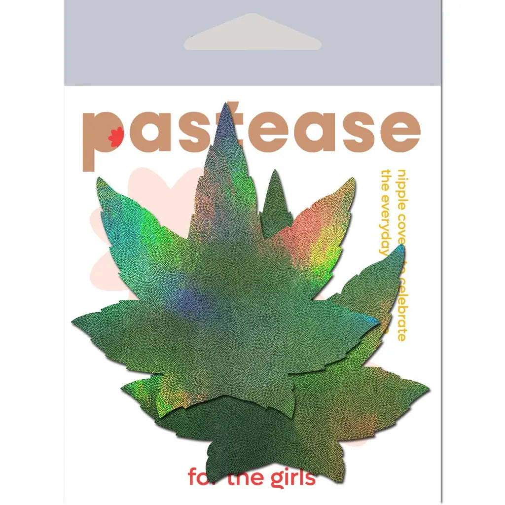 Pastease Indica Pot Leaf Green Holographic Weed - Pasties