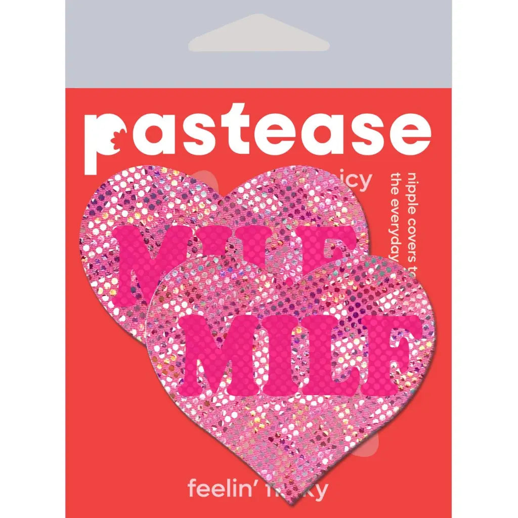 Pastease Love Milf Neon Pink Disco Heart - Pasties