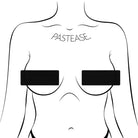 Simple line drawing of torso with Pastease Matte Black Bar Nipple Pasties on the chest