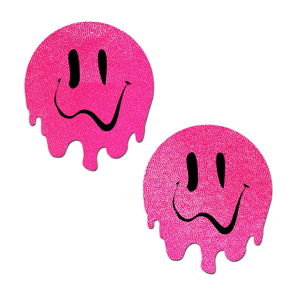 Pastease Melty Smiley Face Neon Pink Pasties - Lingerie & Clothing