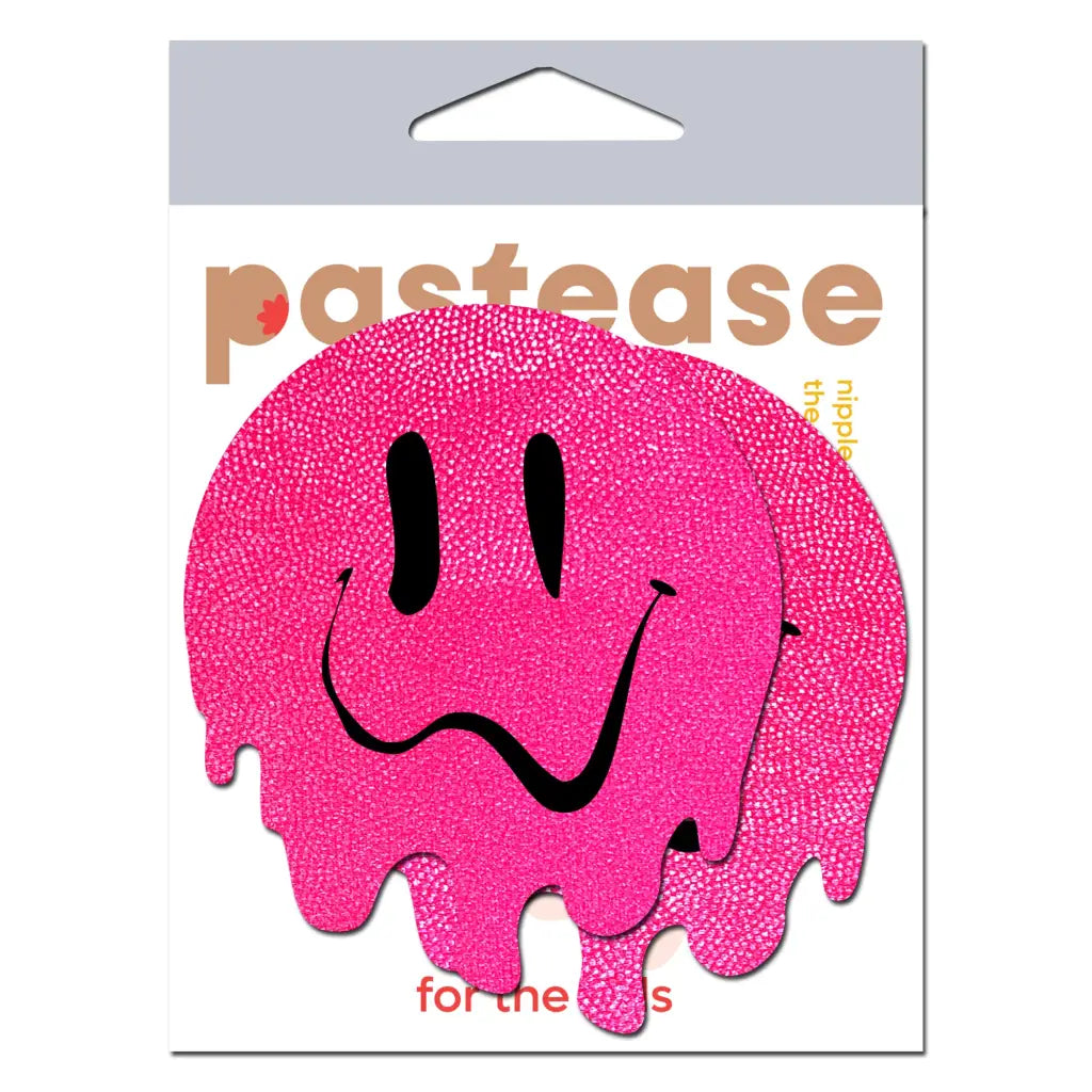 Pastease Melty Smiley Face Neon Pink Pasties - Lingerie & Clothing