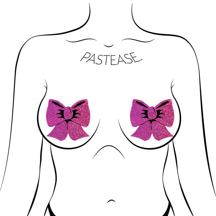Pastease Pasties Pastease Bow: Hot Pink Glitter Bows Nipple Pasties at the Haus of Shag