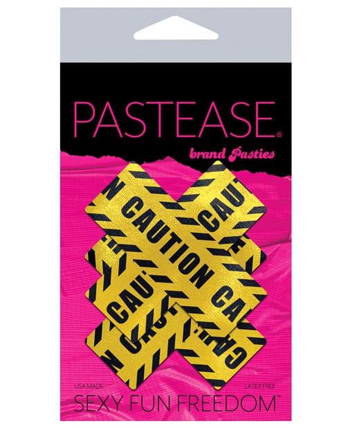 Pastease Pasties Pastease Premium Caution Cross - Black/yellow O/s at the Haus of Shag