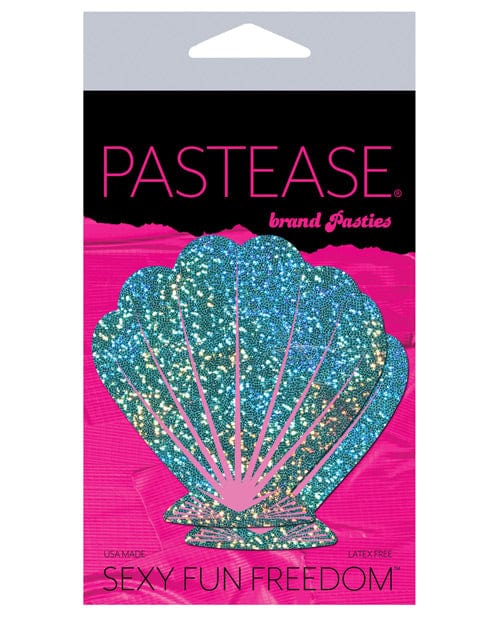 Pastease Pasties Pastease Premium Glitter Shell - Seafoam Green And Pink O/s at the Haus of Shag