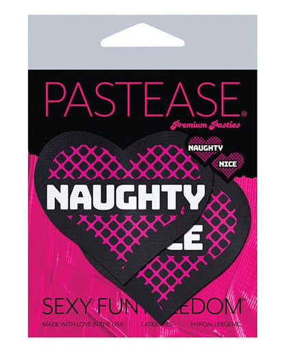 Pastease Pasties Pastease Premium Naughty & Nice Hearts - Black/pink O/s at the Haus of Shag