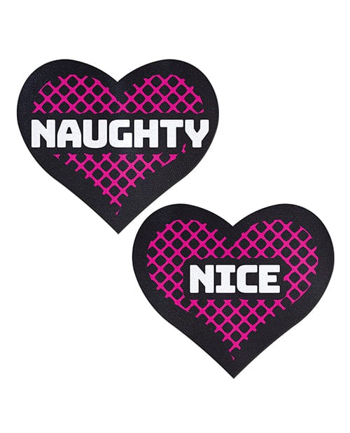 Pastease Pasties Pastease Premium Naughty & Nice Hearts - Black/pink O/s at the Haus of Shag