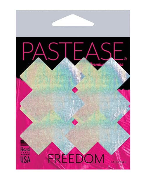 Pastease Pasties Pastease Premium Petites Holographic Plus X - Silver O/s Pack Of 2 Pair at the Haus of Shag
