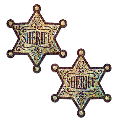 Pastease Pasties Pastease Sheriff Star: Glittering Golden Sheriff's Badge Nipple Pasties at the Haus of Shag