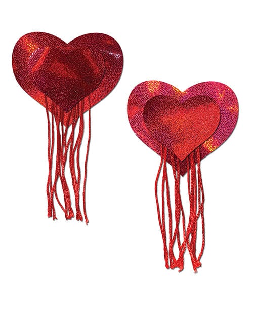 Pastease Pasties Pastease Tassel Holographic Heart - Red O/s at the Haus of Shag