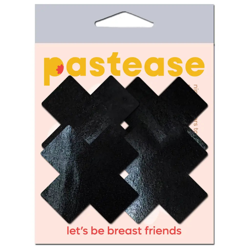 Pastease Petite Plus X Faux Latex Crosses - Black - Lingerie & Clothing