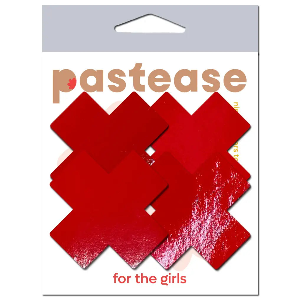 Pastease Petite Plus X Faux Latex Crosses - Red - Lingerie & Clothing