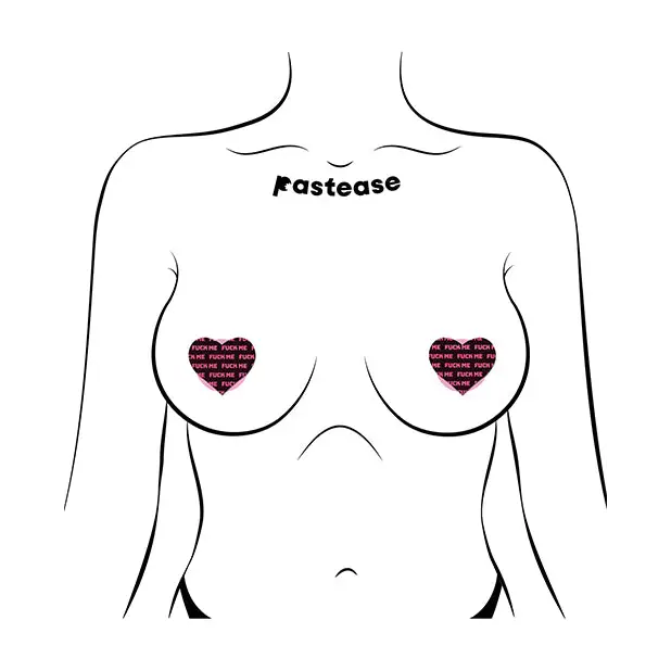 Pastease Petites Fuck Me Hearts - Black/pink O/s - Pasties