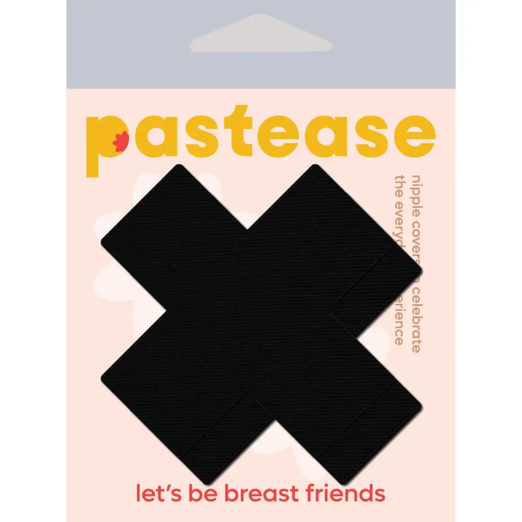 Pastease Plus X Faux Latex Crosses - Black - Lingerie & Clothing