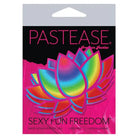 Colorful rainbow-hued lotus pasties on vibrant pink packaging, Pastease Premium Acid Lotus