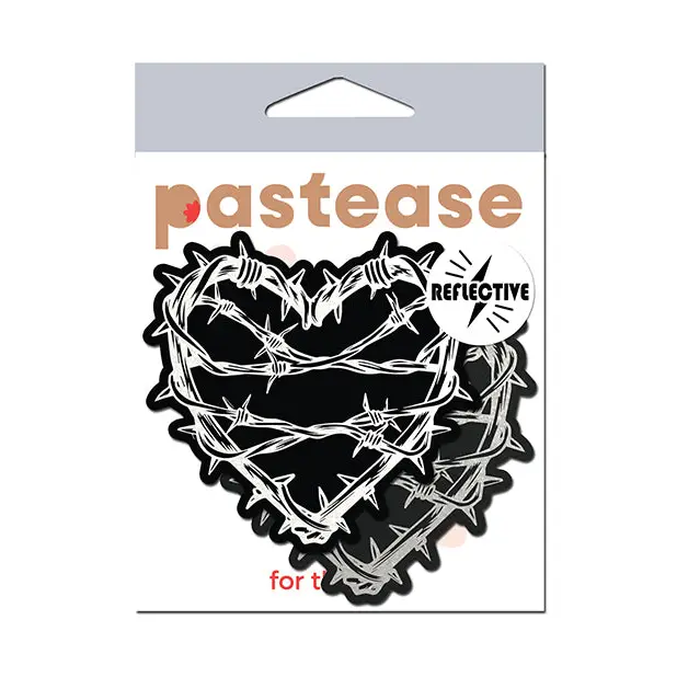 Pastease Premium Barbed Wire Heart Reflective - Black O/S - Lingerie - Packaged