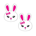 Two cute cartoon bunny faces with pink ears and bows from Pastease Premium Bunny - White O/s