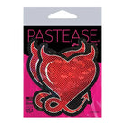 Pastease Pasties Pastease Premium Premium Devil Glitter Hearts W/horns & Tail - Red O/s at the Haus of Shag