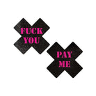 Pastease Pasties Pastease Premium Fuck You Pay Me Cross - Black/pink O/s at the Haus of Shag