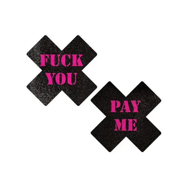 Pastease Pasties Pastease Premium Fuck You Pay Me Cross - Black/pink O/s at the Haus of Shag