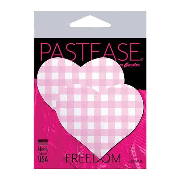 Pastease Premium Gingham Heart pasties in pink and white packaging