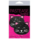 Premium Glitter Black Cat-Shaped Nipple Pasties in Pink Packaging - Pastease Premium