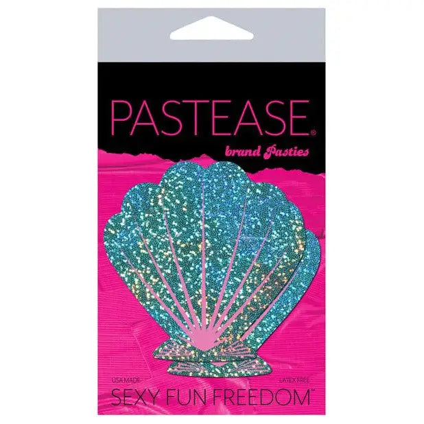 Pastease Pasties Pastease Premium Glitter Shell - Seafoam Green And Pink O/s at the Haus of Shag