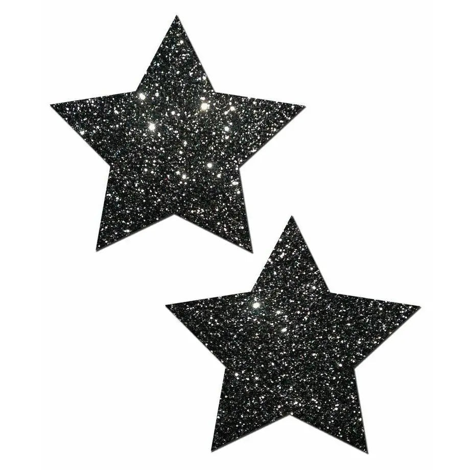 Pastease Premium Glitter Stars - Black - Pasties