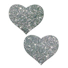 Two Pastease Premium Heart silver glitter buttons from the Premium Heart Glow collection