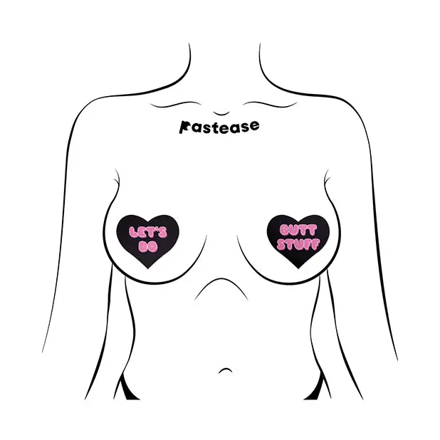 Pastease Premium Heart Let’s Do Butt Stuff - Black/Pink O/S - Lingerie - Packaged